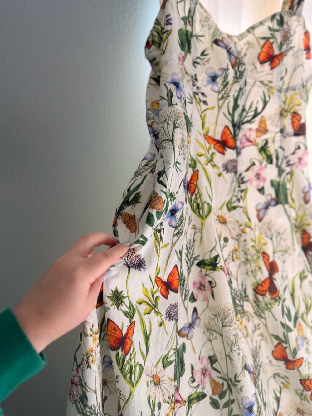 Floral Butterfly Print Sundress in Cream and Orange - Picture 3 of 6